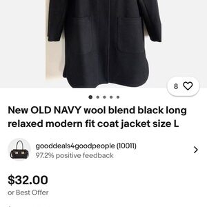 Old Navy Women's Black Wool Trench Coat